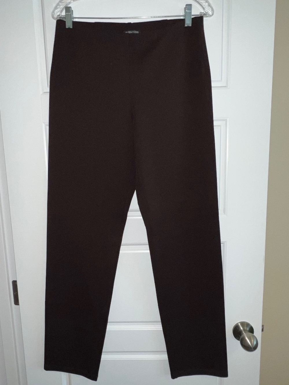 Eileen Fisher Dark Chocolate Stretch Ponte Straight Leg Pull-On Pant Size S